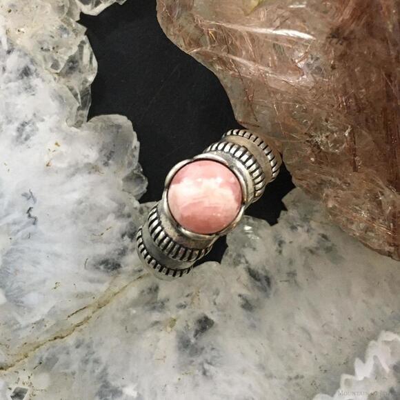 Carolyn Pollack Vintage Sterling Silver Round Rhodonite Decorated Ring For Women - Picture 2 of 10